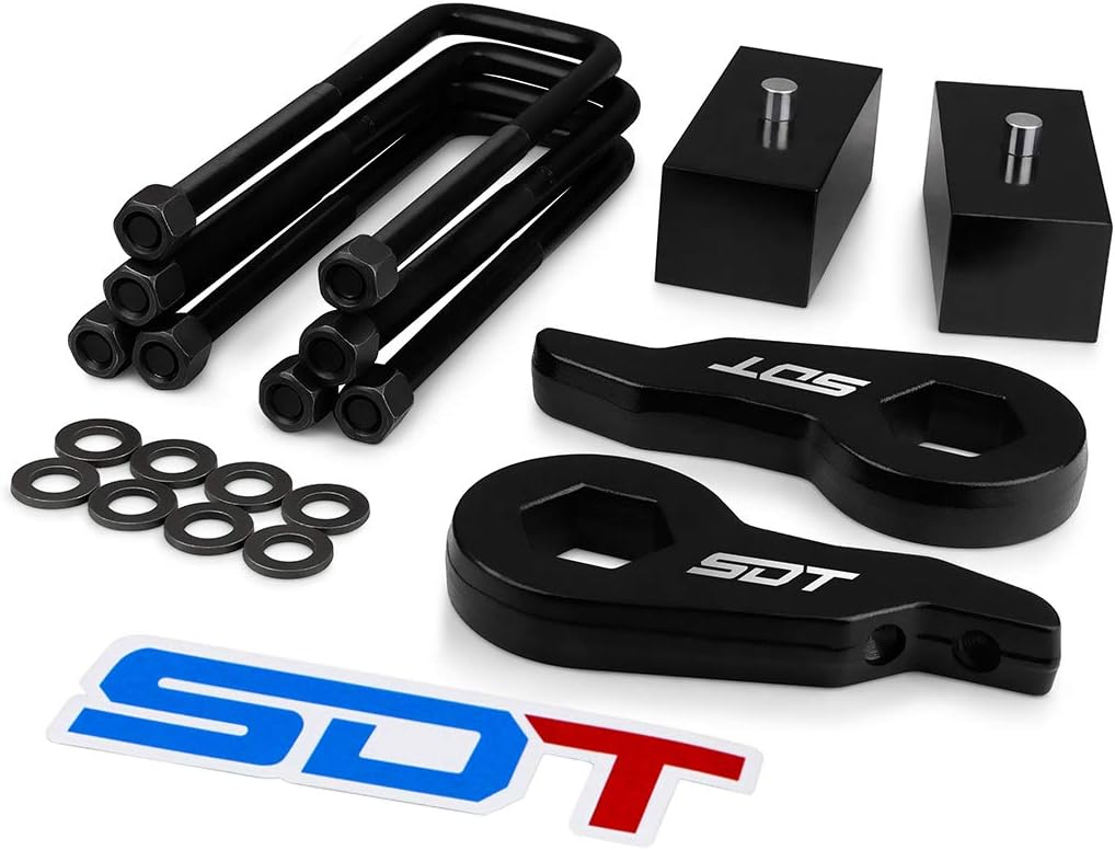 3" Front 2" Rear Full Leveling Lift Kit Adjustable Torsion Keys + Rear Blocks + U-bolts Fits 1988-1999 Chevy GMC K1500, 1999-2007 Silverado Sierra 1500 4WD Z395340