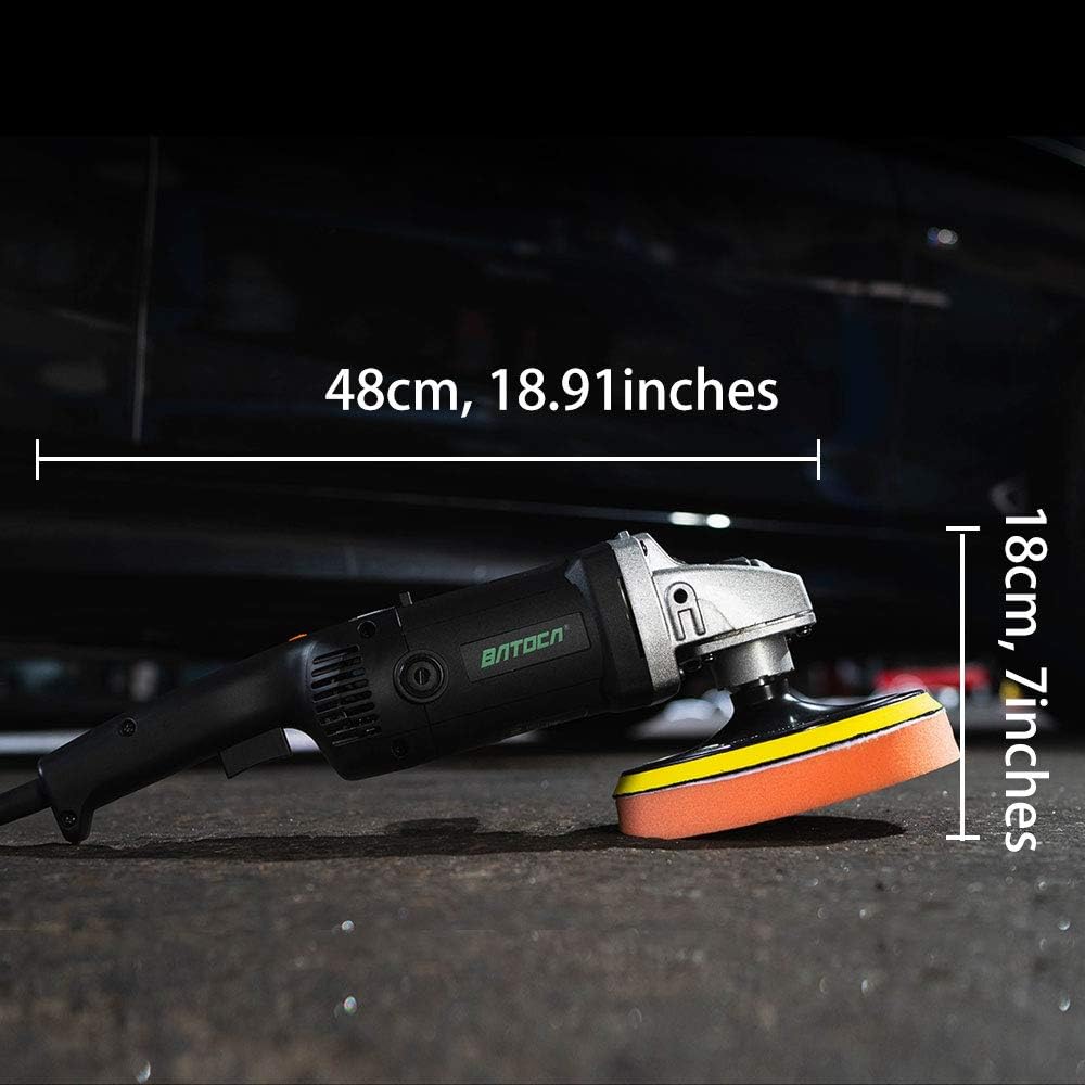 Rotary Car Polisher Wax Machine, 7 Inch 1200W, 6 Variable Speeds with Foam Pads I209
