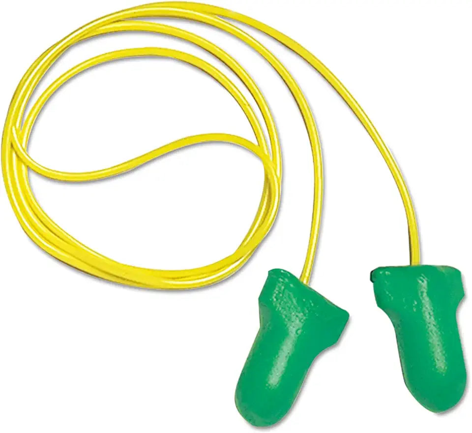 Corded Single-Use Earplugs 30NRR Green 100 Pairs T1300