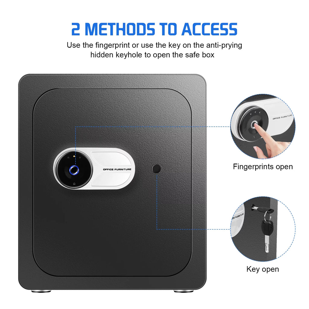 Black Safe Box with Fingerprint Access and Removable Shelf B507541