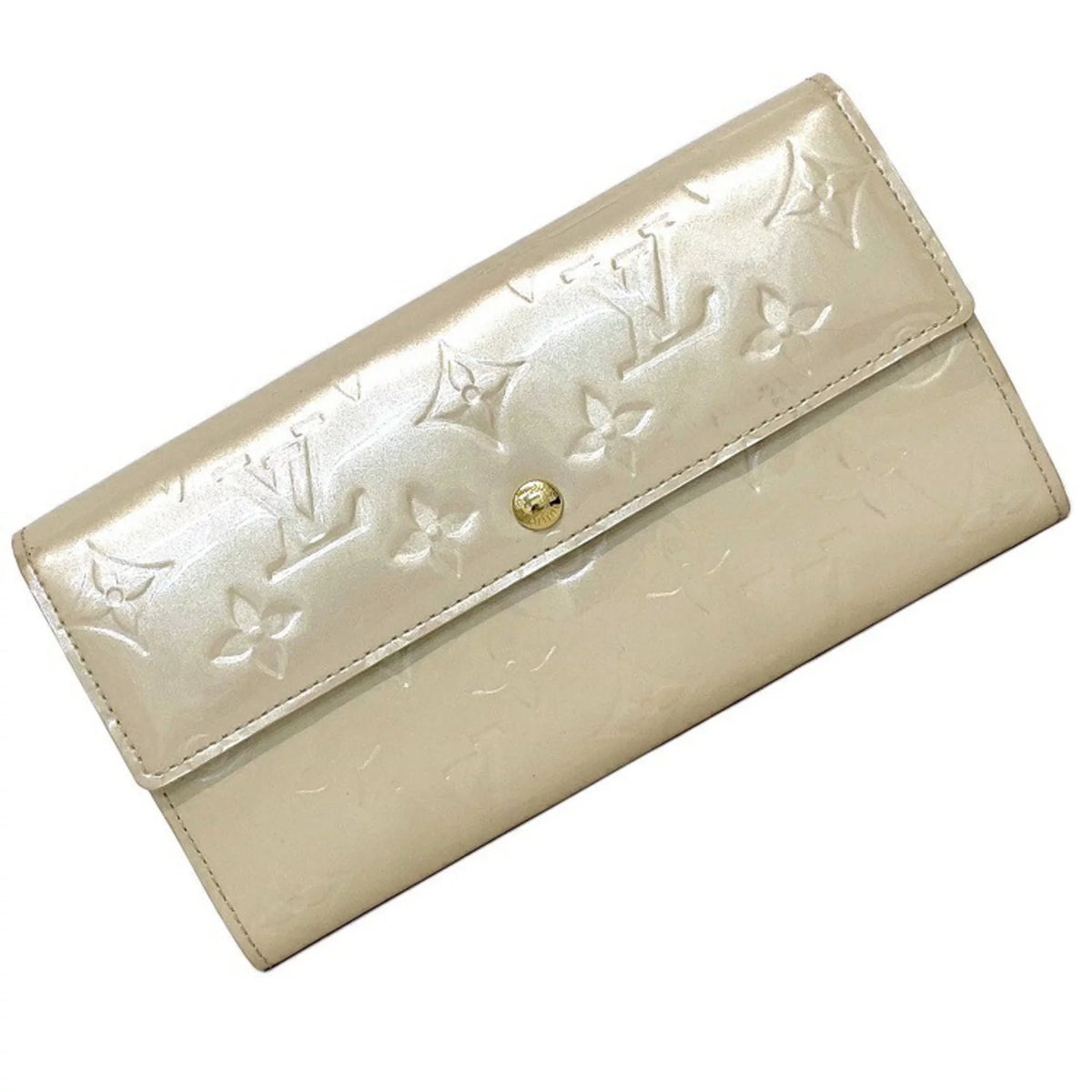 Pre-Owned Beige Monogram Verni Patent Leather Long Bi-Fold Wallet W564