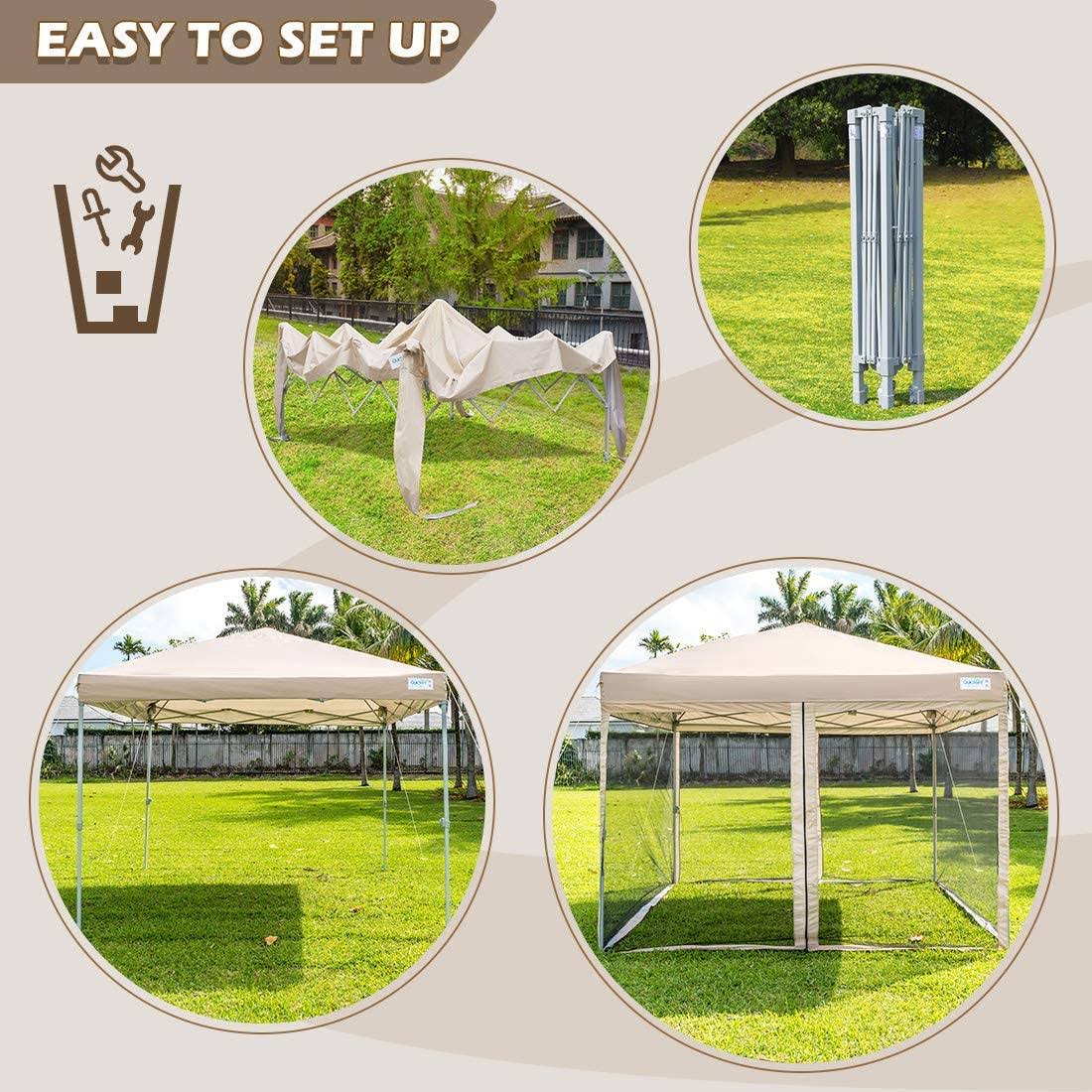 Tan Pop Up Canopy with Netting B360